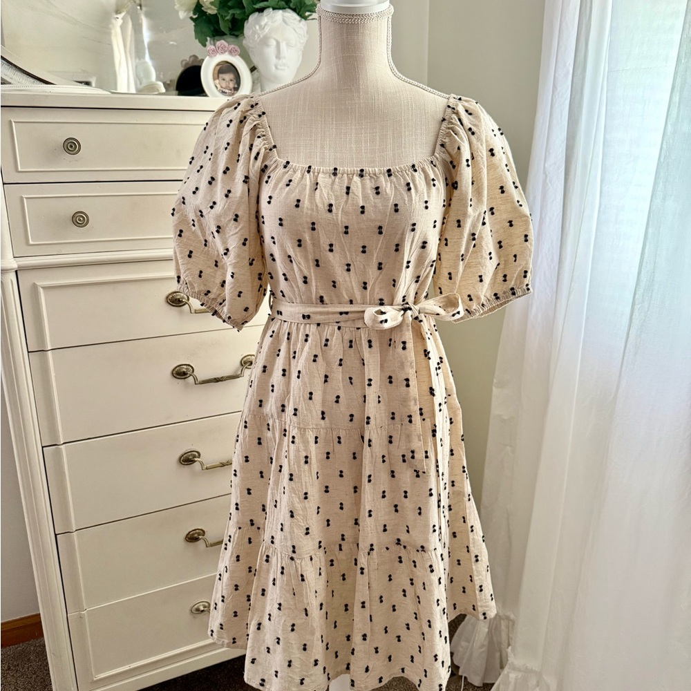 Chic Cream Puff Sleeve Mini Dress